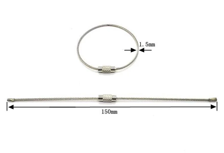 Strovolt Premium 1.5mm Heavy-Duty Stainless Steel Wire Keychains - 150mm Screw Locking Cable Loops - strovolt - SKU: STRO-SSW-150-15-PRO