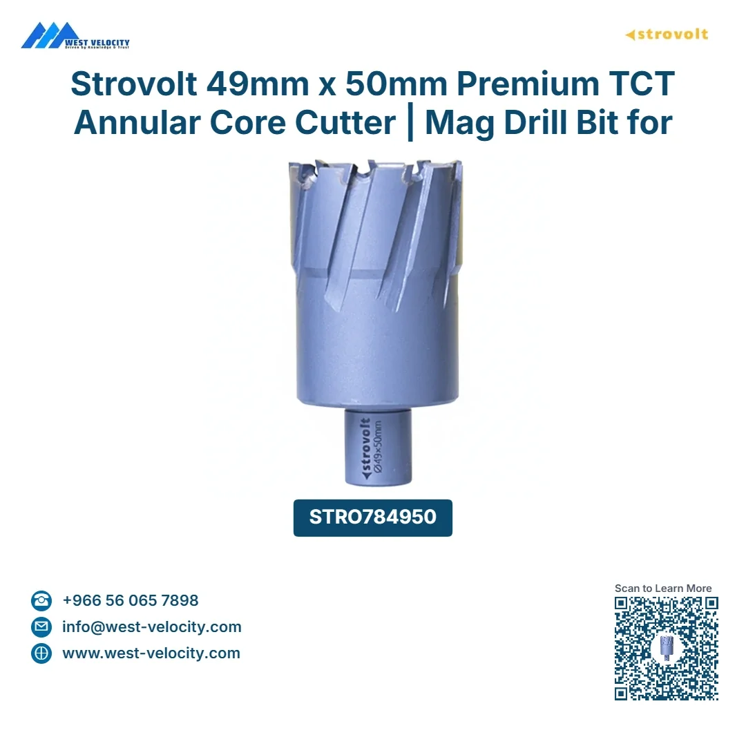 Strovolt Premium TCT Annular Core Cutter 49mm Diameter x 50mm Depth Tungsten Carbide Tipped Mag Drill Bit Heavy Duty Structural Steel & Inox Cutter - strovolt - SKU: STRO784950 - Available in Saudi Arabia